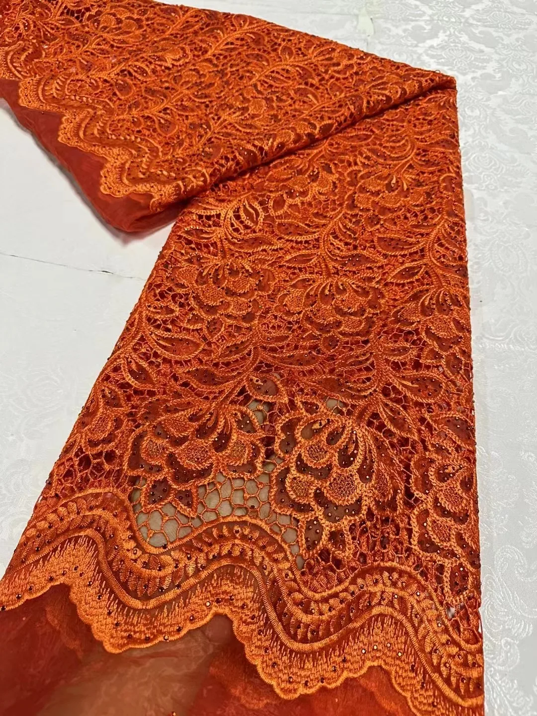 

French Cord Guipure stones Lace Fabric 2024 High Quality Lace African Nigerian Lace Fabric For Woman Wedding Sewing