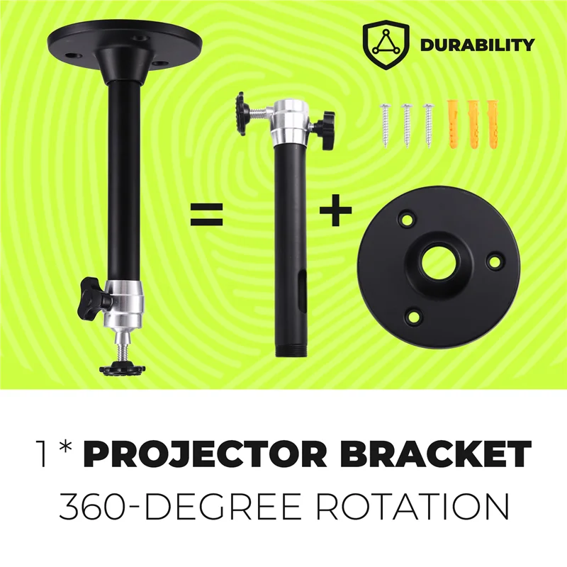 -ABGQ 360 ° دعامة عرض قابلة للتعديل، حامل سقف لجهاز العرض، يدعم ما يصل إلى 5 كجم 18 سم #3