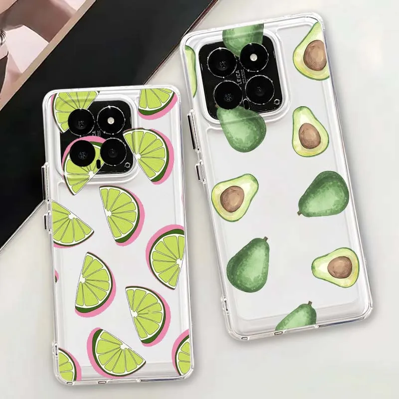 Funda Transparente de TPU con Diseño de Aguacate y Limón para Xiaomi 17 15 14 13 12 12S 12X 12T 11 11T Pro Max Lite Ultra