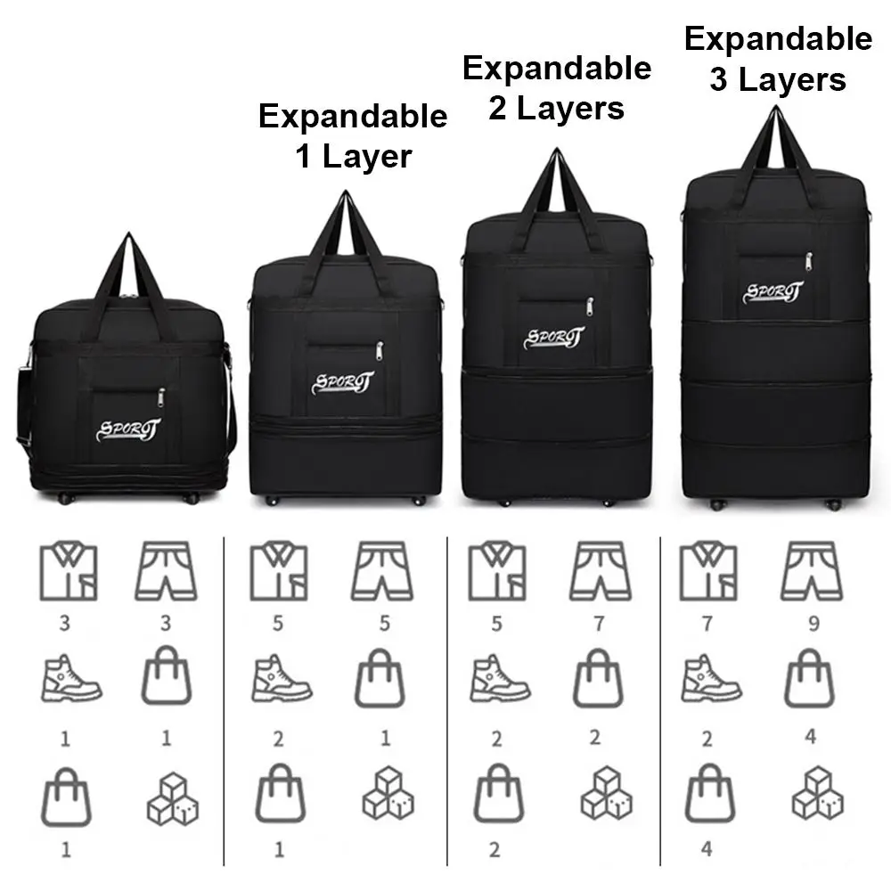 Expandable Rolling Duffle Bag with Wheels Expandable Foldable Duffle Bag Suitcases Rolling Luggage Bag Carry on Duffel Bag