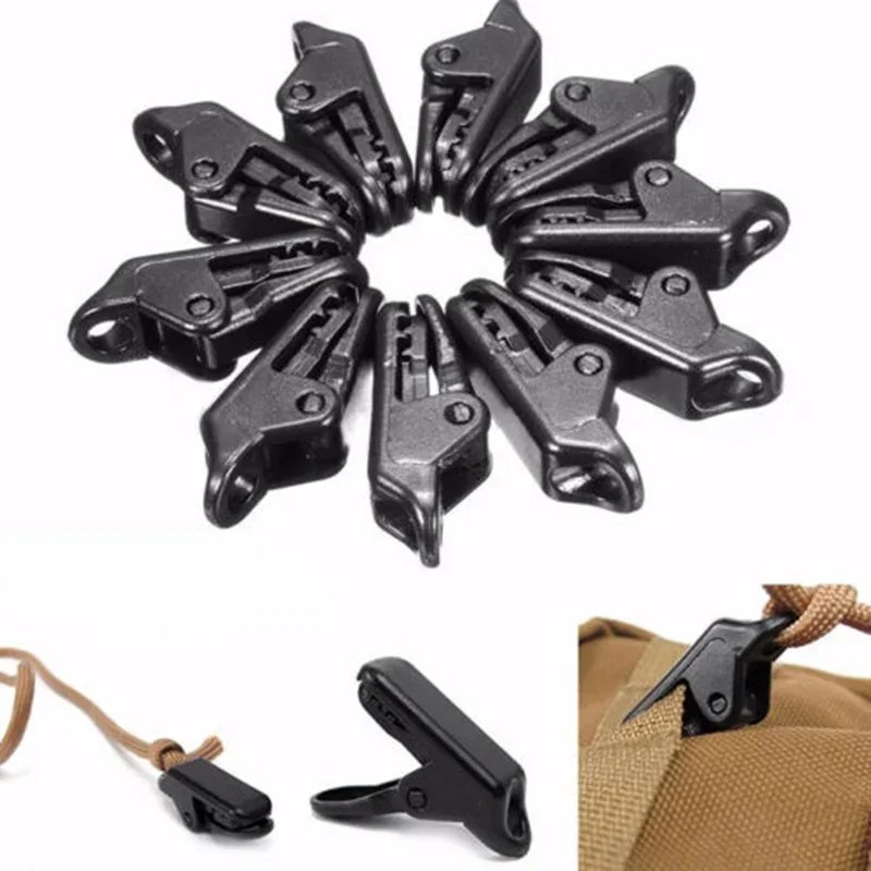 10PCS Awning Tent Clamp Tarp Clip Set Canopy Clip Buckle Outdoor Wind Rope Clamps Awning Mountaineering Camping Accessories