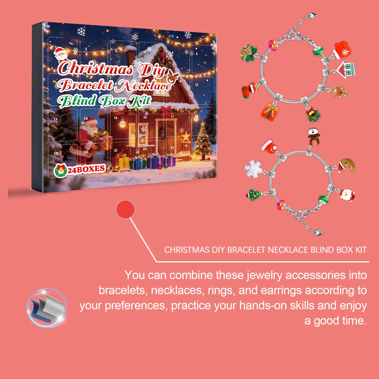 Reloj de luz de freno Calendario de Adviento de Navidad Pulseras 2025 para niñas Calendario de cuenta regresiva de Navidad de 24 días Temporizadores visuales para niños Arena