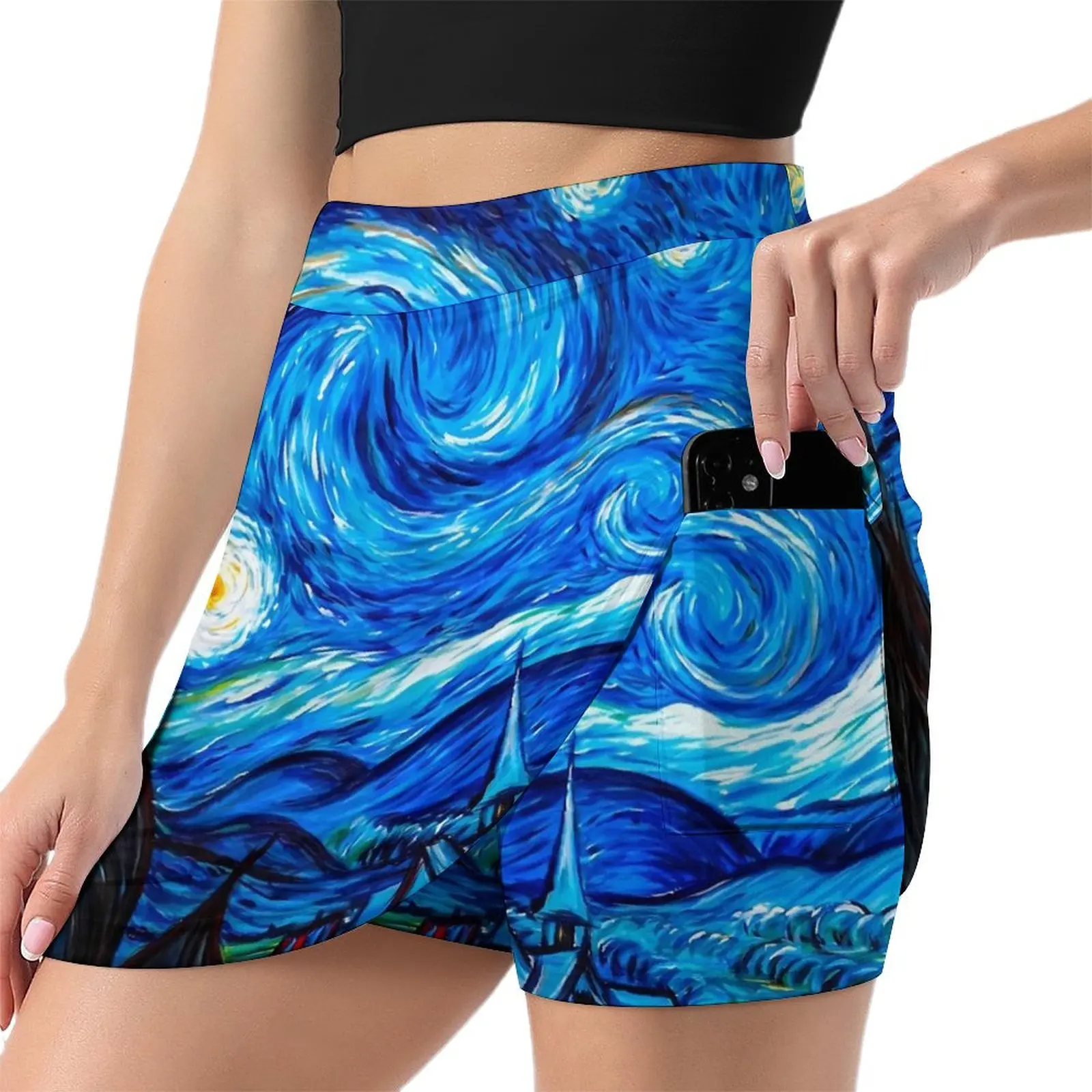 Classic Starry Night Skirt Vincent Van Gogh Kawaii Mini Skirts Spring High Waist Custom Y2K Casual Skirt Big Size