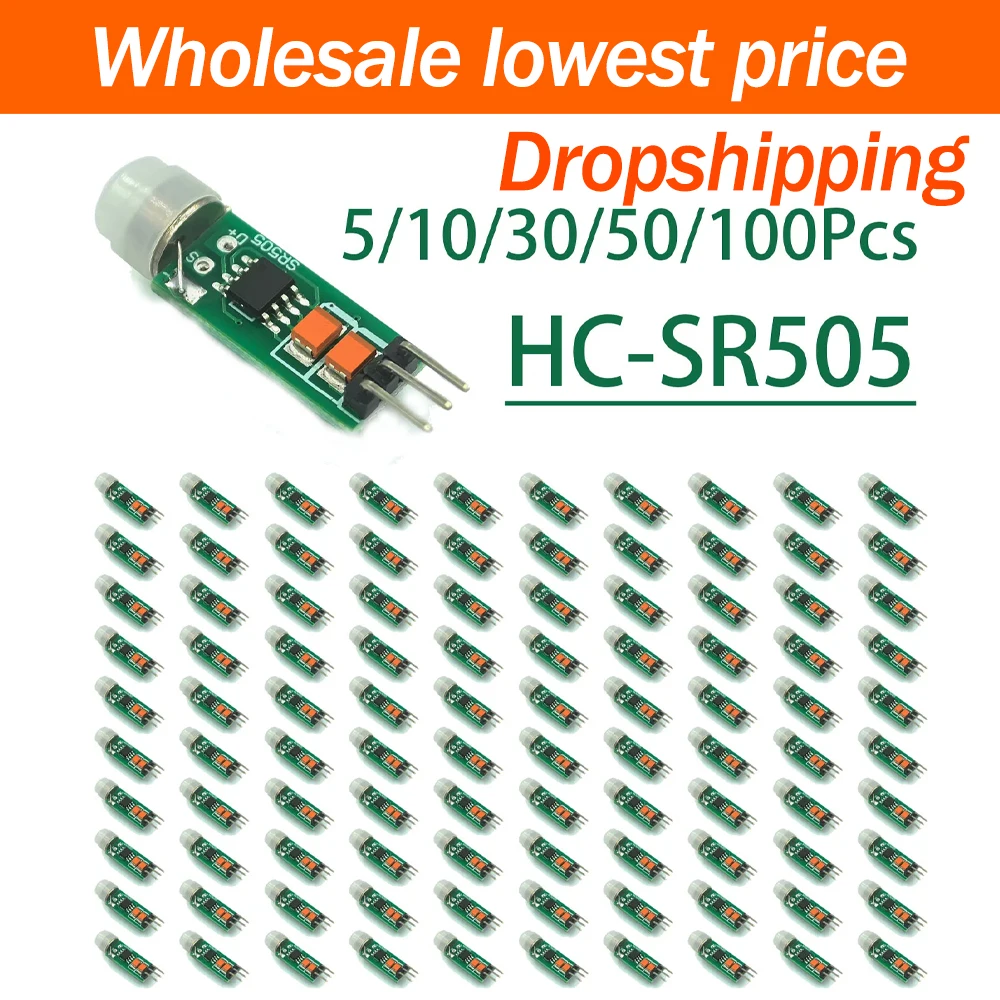 5~100Pcs Mini HC‑SR505 Human Body Induction Module Micro PIR Motion Sensor Miniature Infrared Sensing Switch For DIY Project