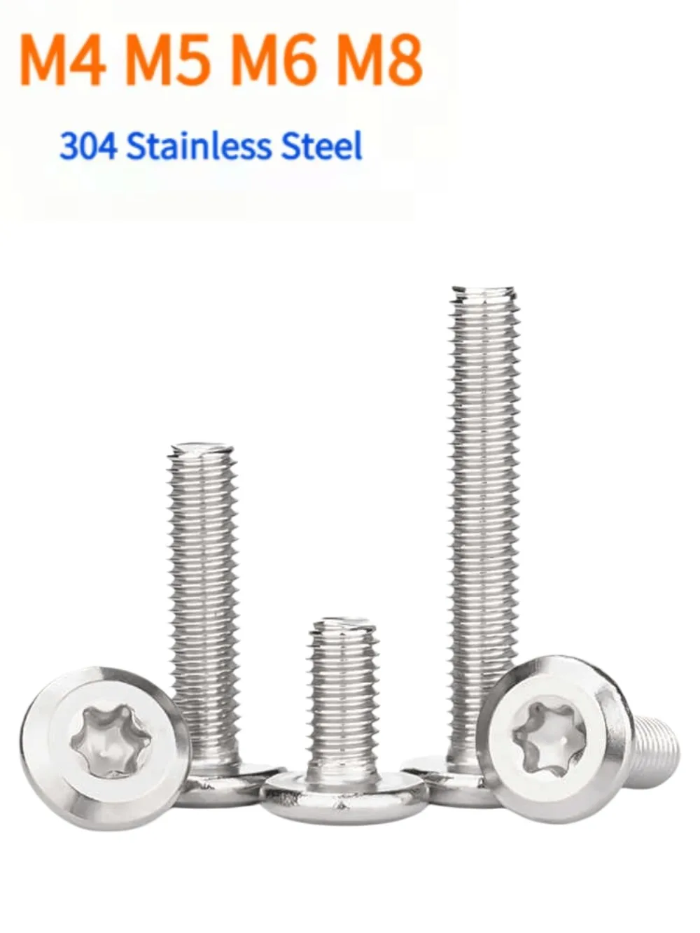 304 Stainless Steel Six‑Lobe Torx Screw, Ultra Thin Wafer Flat Bevel Head Safety Machine Bolt M4‑M8 for Firm Secure Fastening