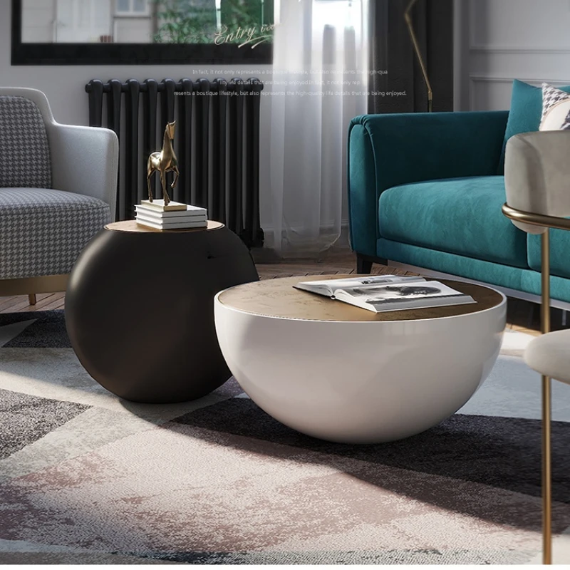 

Light Luxury Coffee Table Nordic Small Apartment round Resin Coffee Table Combination Modern Minimalist