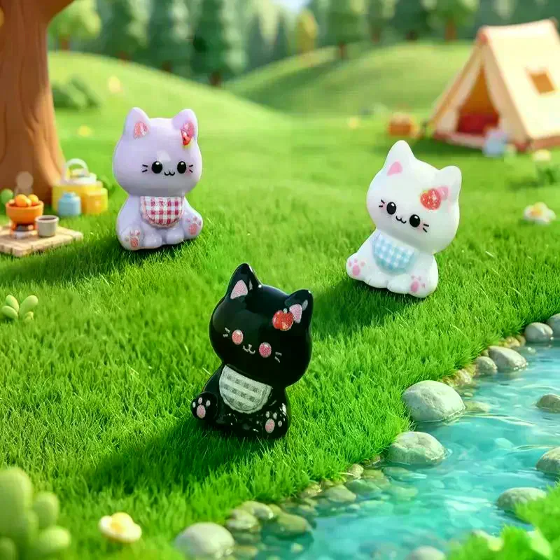 6pcs Figurines Miniature Cute Cat Micro Landscape Crafts Ornaments For Home Decorations Animal Car Decor Room Accessories