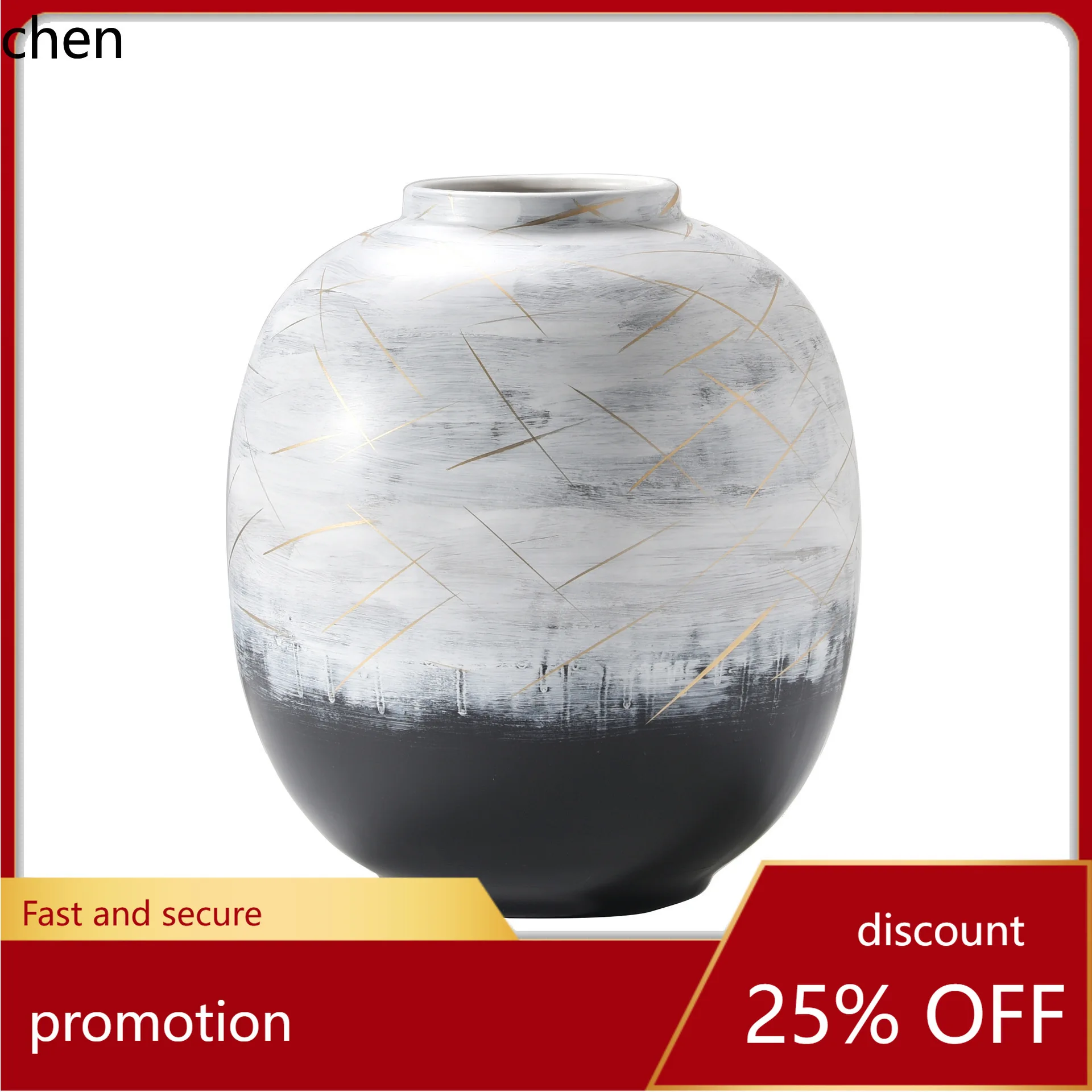 Cz modern high-end porcelain hand-painted gold flower vase - sample room, hotel, boutique, bookshelf decoration