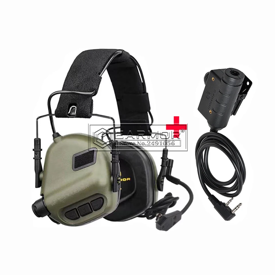 

EARMOR Tactical Headset & M51 PTT Adapter Set M32 MOD4 for Baofeng Radio Electronic Communication Hearing Protector