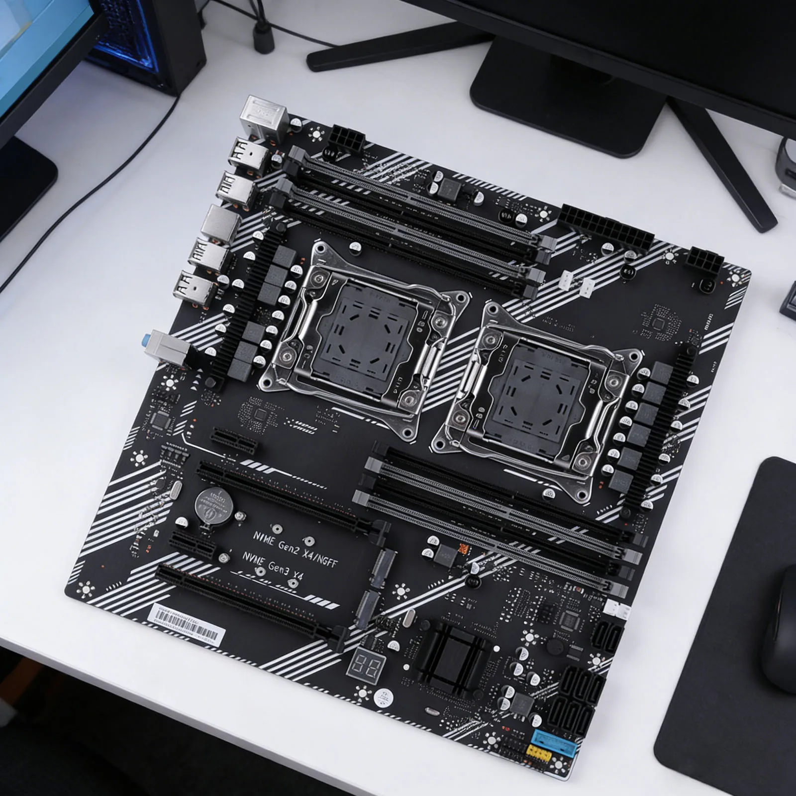 X99 Dual Desktop Motherboard 8 DDR4 Memory Slot Gaming Motherboard USB 3.0 USB 2.0 M.2 NVME SATA 3.0 Interface for Desktop PC