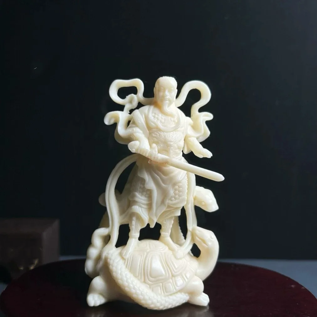 Vintage Tagua Nut Carving Zhenwu Emperor deity Statue Xuanwu Statue Ornament Home Offerings Decorative Arts and Crafts