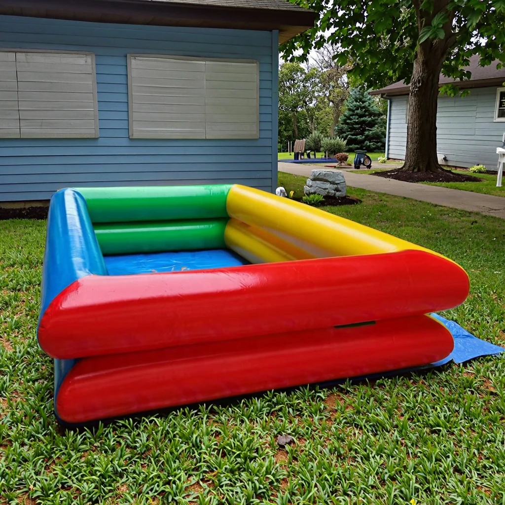 حوض سباحة قابل للنفخ PVC عالي الجودة مخصص لعام 2026 مع طبقة مزدوجة من الألوان الجذابة للعب في الحدائق الملاهي الداخلية والخارجية #3