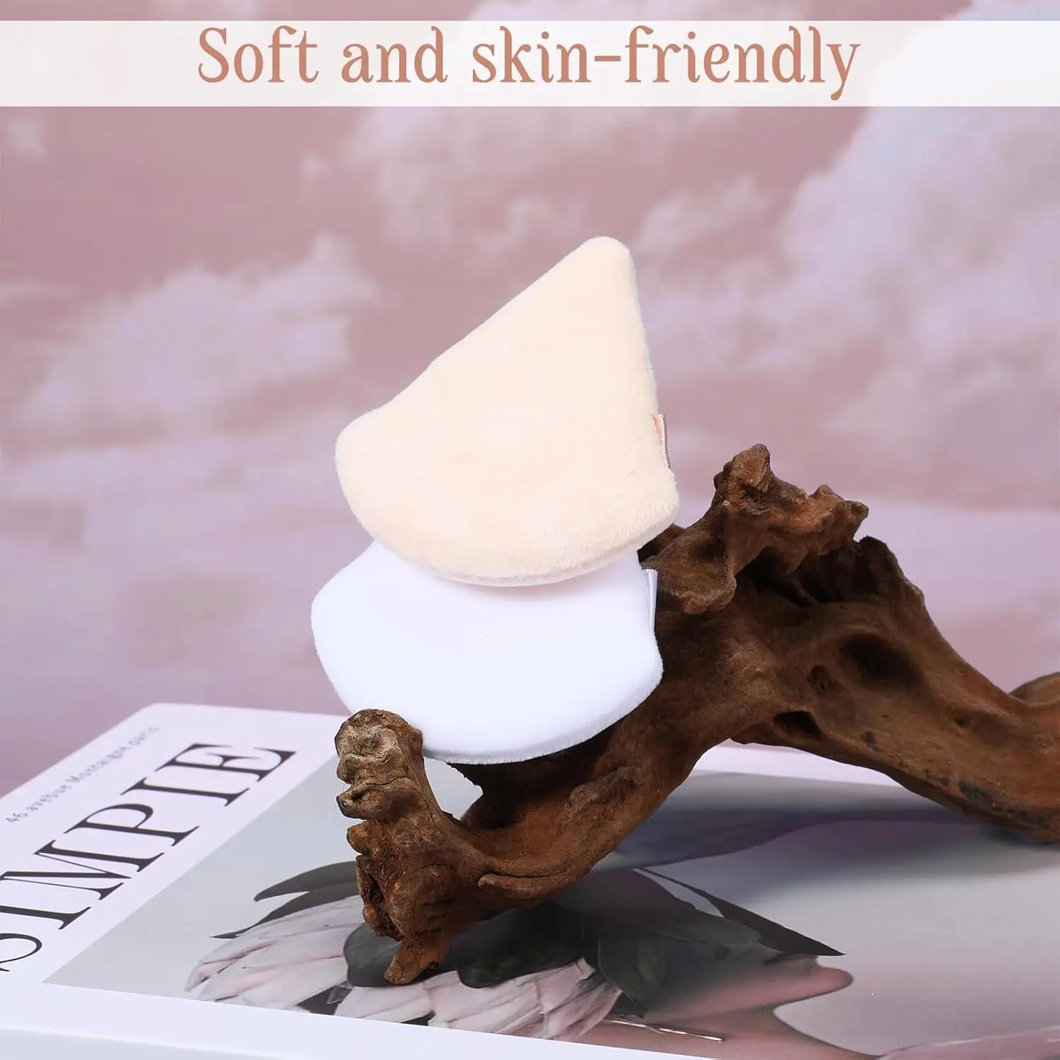 مجموعة منتفخة من بودرة القطيفة مكونة من 15 قطعة - إسفنجة مكياج مثلثة للبودرة/الأساس السائبة | خلاطات وجه خالية من اللاتكس قابلة للغسل بحجم مناسب للسفر