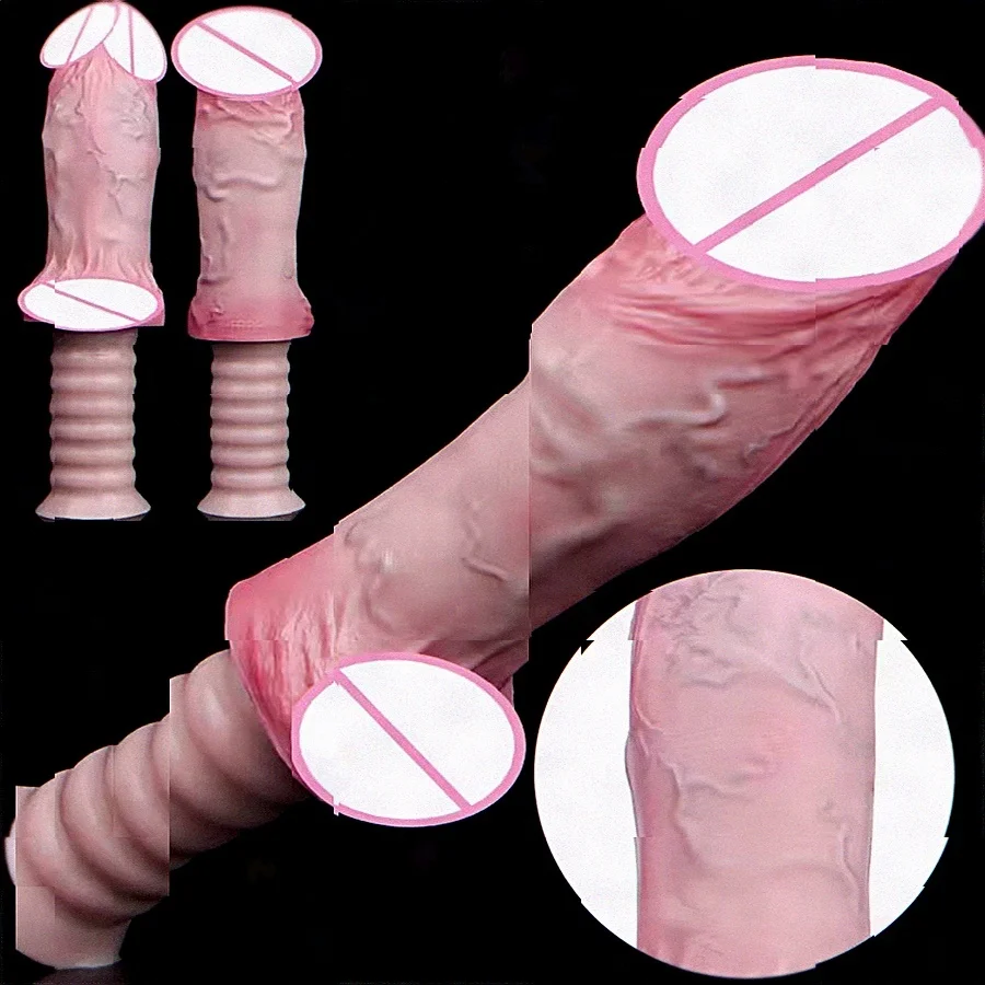Double Layer Dildo With Handle Soft Silicone Skin Touch Handle Long Butt Plug Male Female Masturbator Sex Toys For Women Men