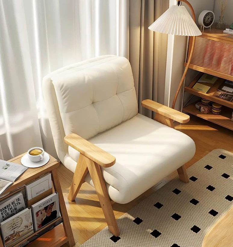 Nordic Solid Wood Sofa Chair Folding Dual Purpose Small Sofa Bed Sheet People Living Room Balcony