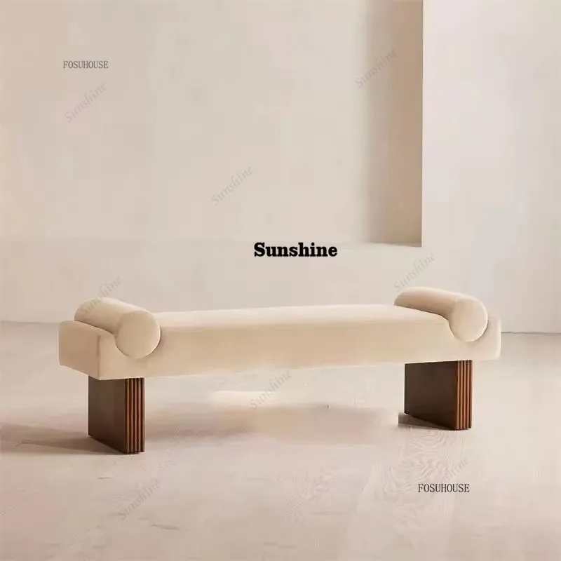 

French Retro Sofa Stool Living Room Furniture Entrance Shoe Change Stools Bedroom Bedside Stool Cloakroom Leisure Bench