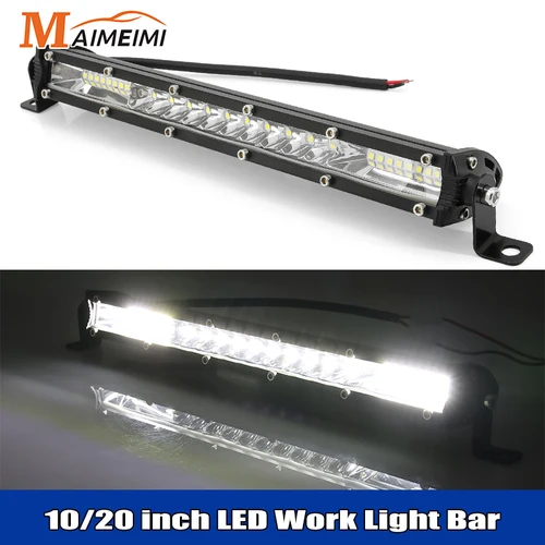 Barra de luz LED de 10/20 pulgadas, luces de techo de trabajo LED, 12V, 24V, haz de inundación, lámparas de conducción, lámpara antiniebla para Jeep, camión, remolque, 4x4 todoterreno