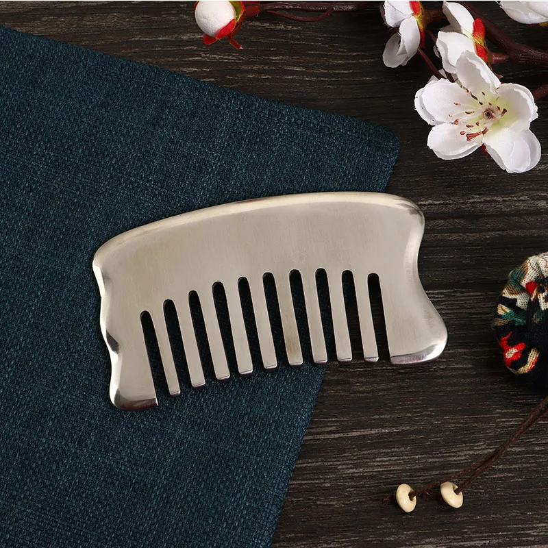 Stainless steel Guassa comb massage hair skin massage and scraping massager nine-tooth comb meridian massager