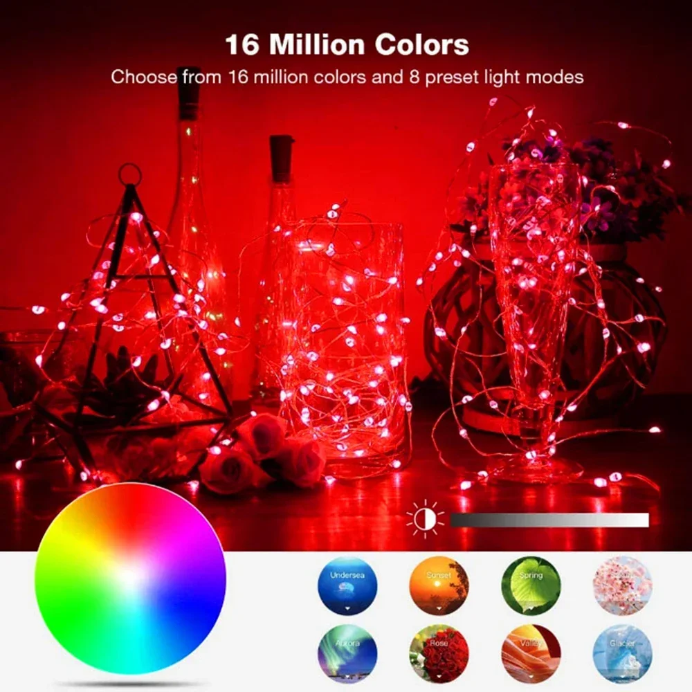 Smart Bluetooth Control Usb Led String Lamp Outdoor App Afstandsbediening Slinger Kerstverlichting Decoratie Rgb Kerstboom Lampjes