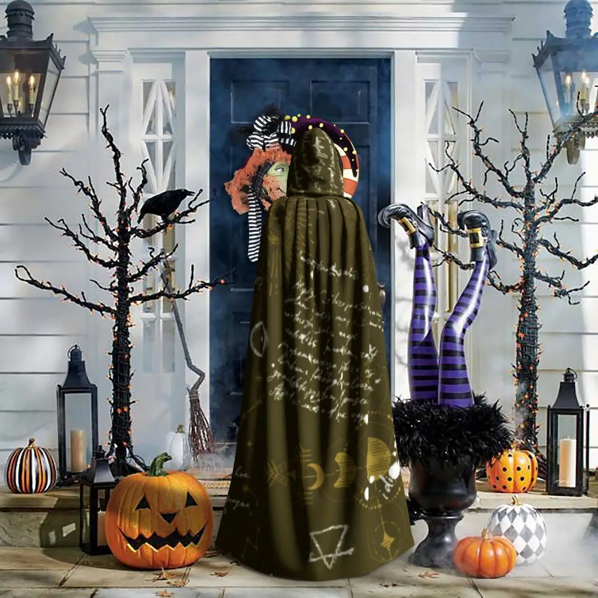 Adult Halloween Esoteric Manuscript Cloak Cape Hooded Medieval Costume Full Length Dress Coat image 6