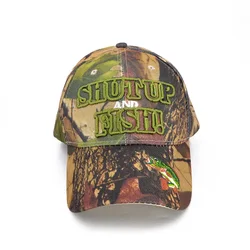 new arrival camouflage baseball cap 3D embroidery SHUT UP FISH camouflage hats unisex snapback hat travel caps