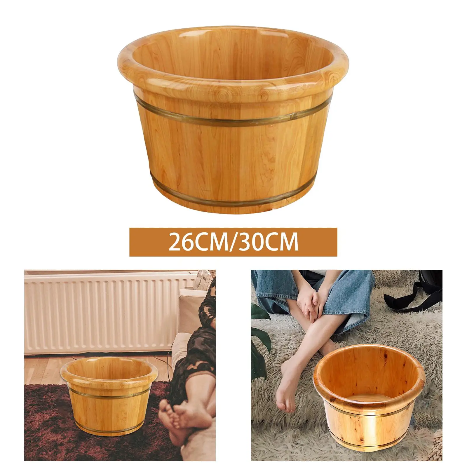 Foot Bath Barrel, Foot Wash Bucket, Wooden Basin, Sauna, Soaking Basin for