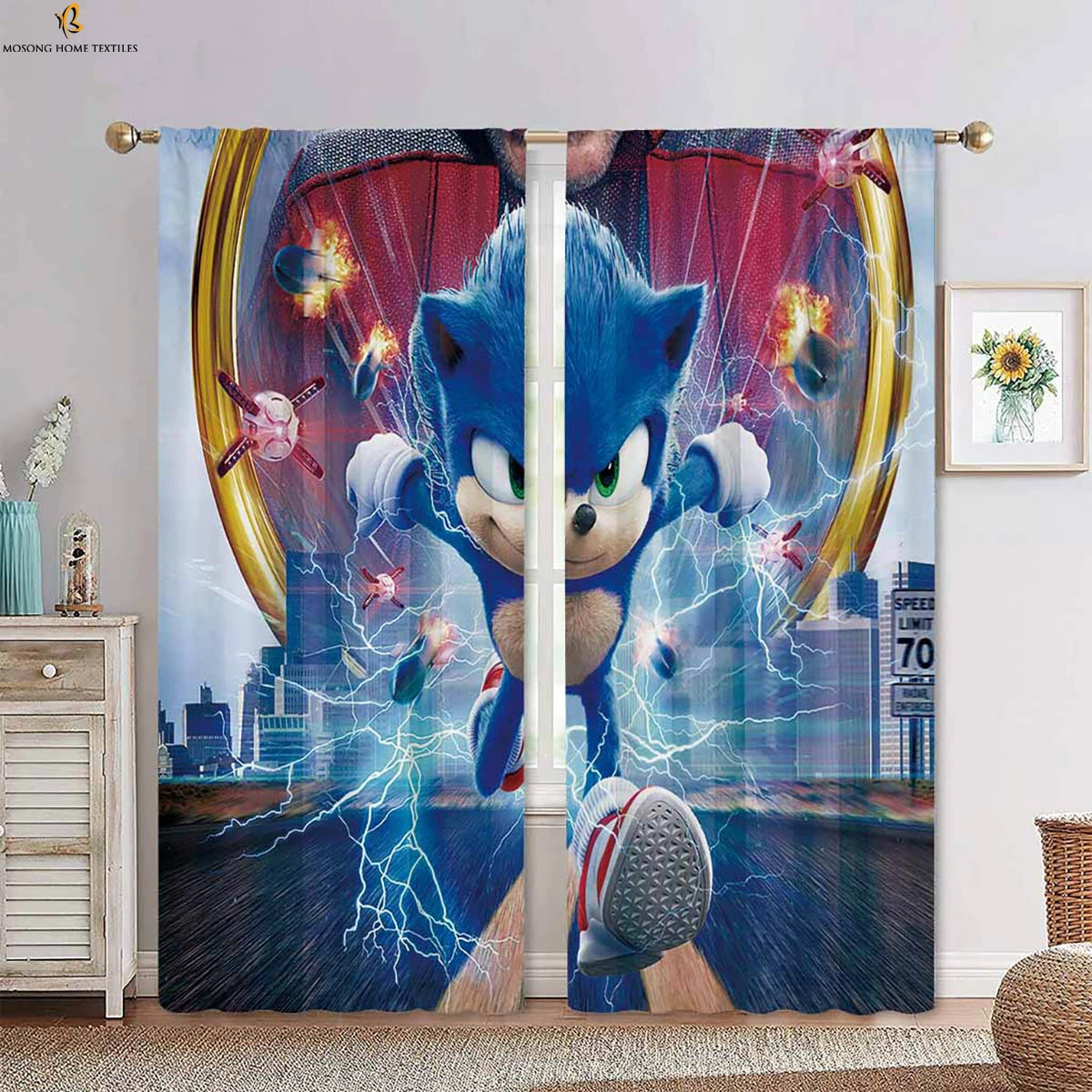 

Animation Cartoon Printed Curtains Polyester Fiber Rod Pocket Curtains Bedroom Living Room Children's Room Decorative Curtains