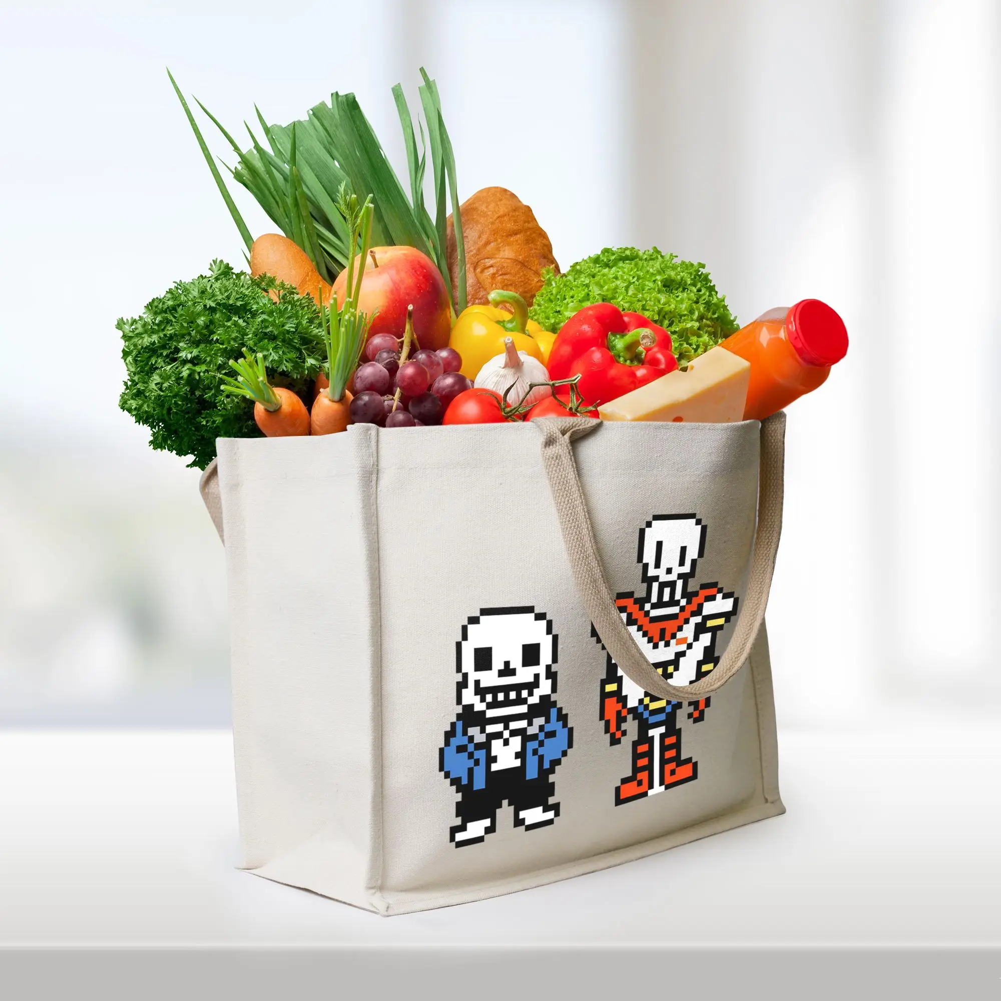 

Сумки для покупок Undertale Sans and Papyrus, холщовая сумка-тоут, сумка-тоут через плечо для девочек, дорожная сумка