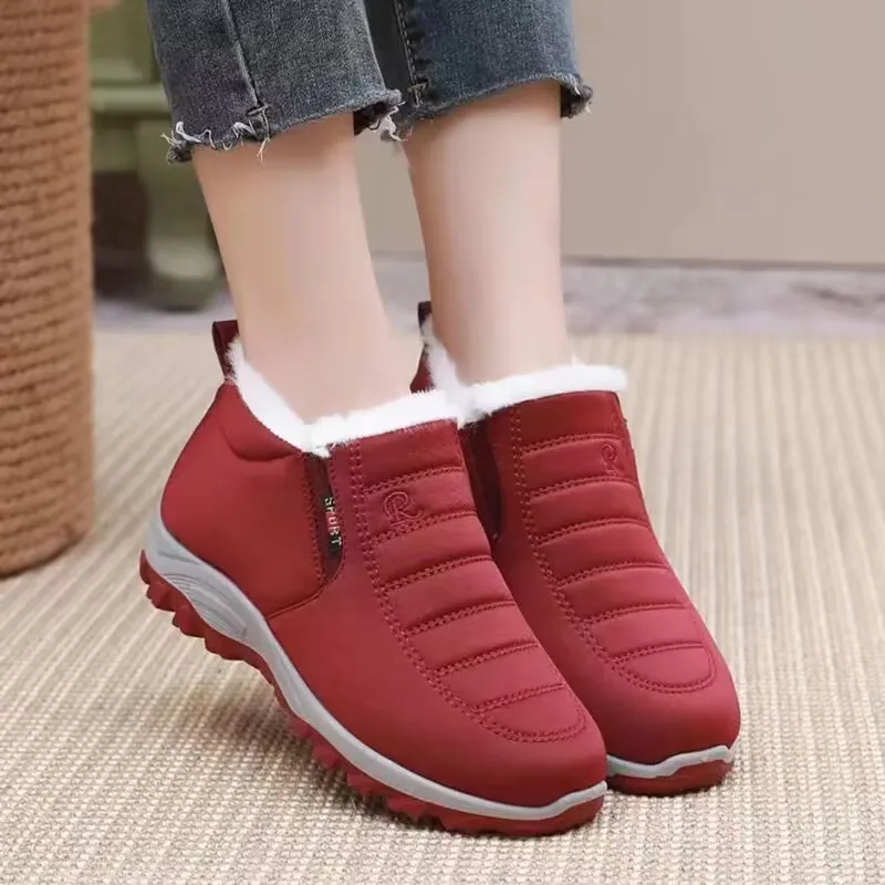 Winter Women's Warm Non-slip Flat Shoes Lightweight Casual Soft Snow Boots Comfortable Plugging Thickening Shoes