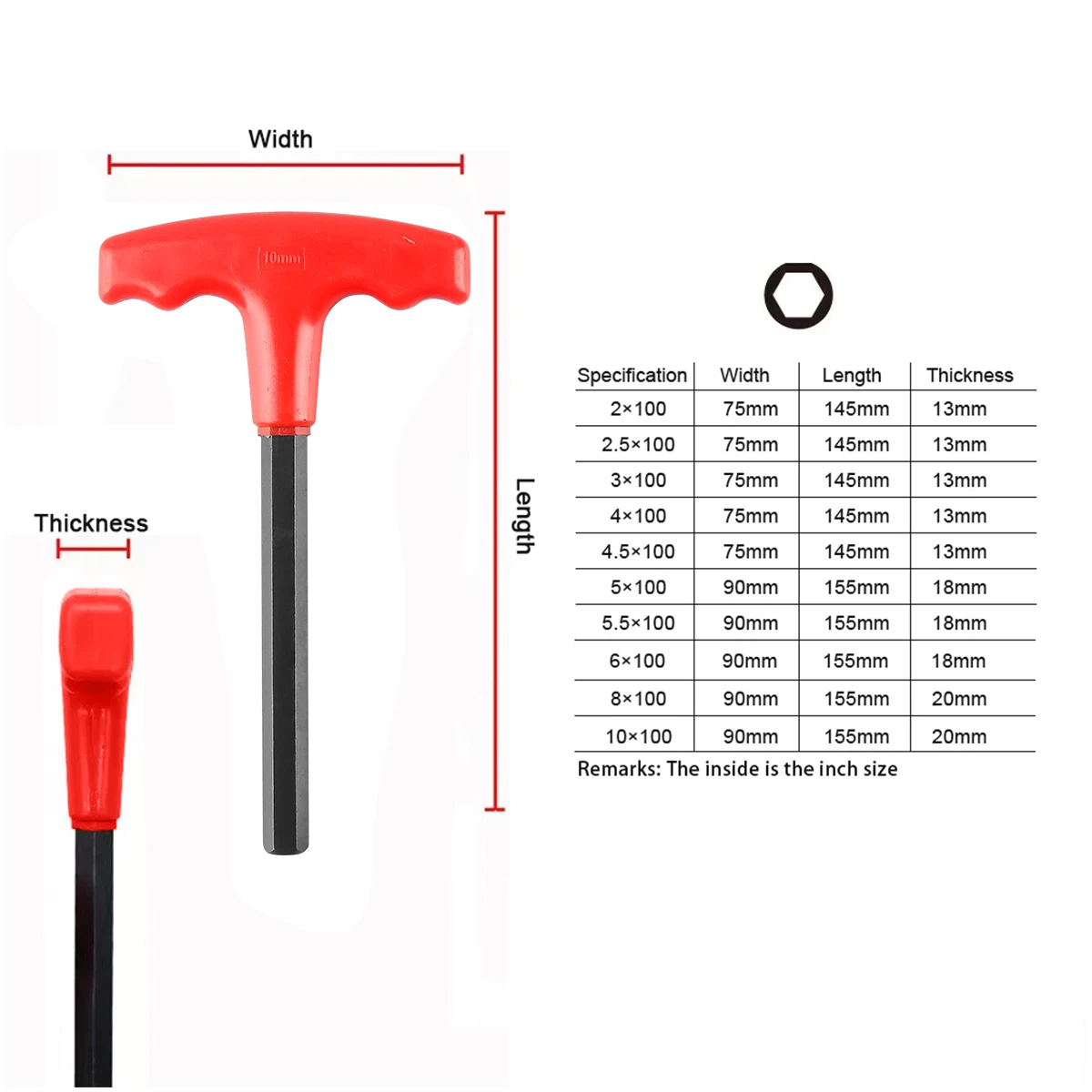 10pcs Metric or Inch T-Handle Hex Key Allen Wrench Tool Set or 10pcs Star T-Handle Hex Key Set with Convenient Storage Stand