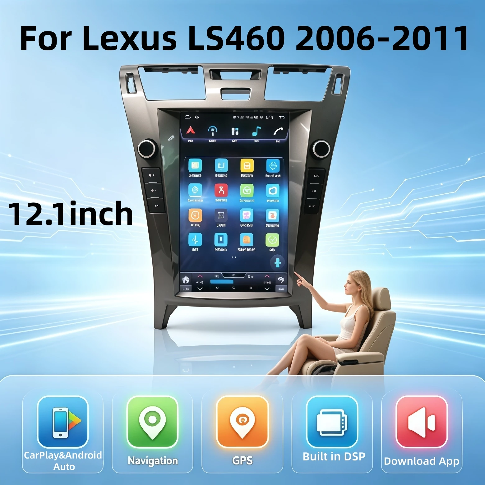 Android 14 For Lexus LS460 2006-2012 Stereo GPS Navigation Car Head Unit Carplay Car Radio GPS Multimedia Player Head Unit BT 4G
