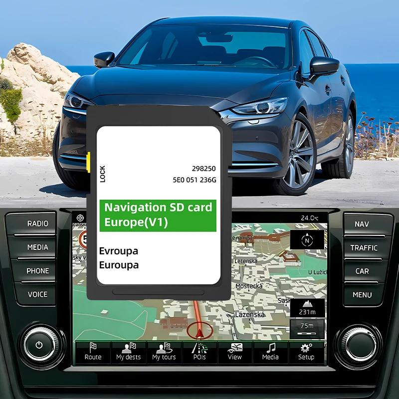 For Skoda Navigation SD Card GEN1 MIB1 GPS SD Octavia Amundsen 2020/2021 UK + Europe Satellite Navigation Map SD Card