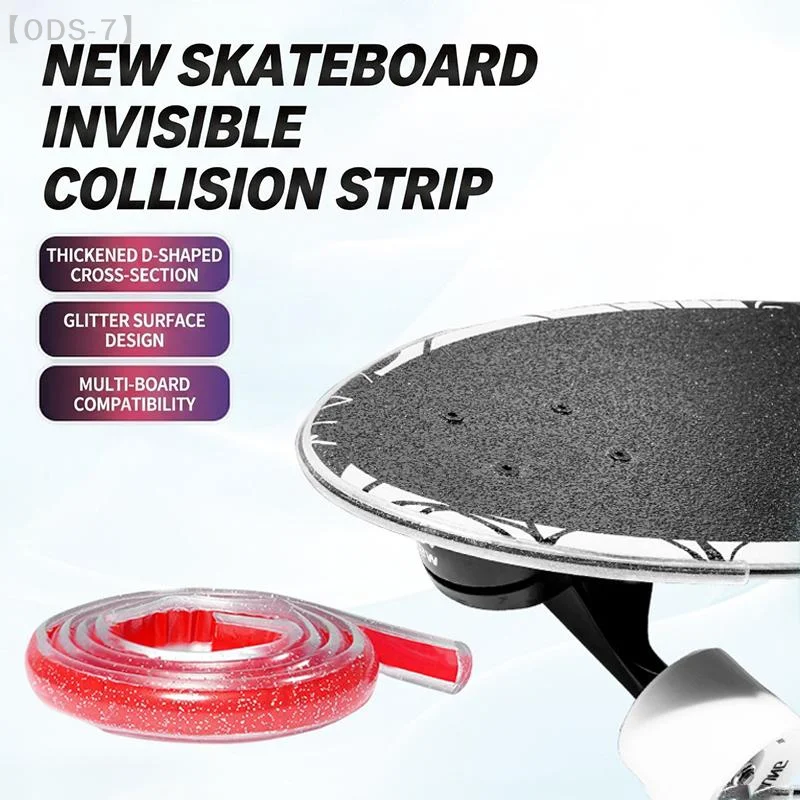 0.6/1/2m Glitter Skateboard Edge Bumper Strip Thick D Shape No Residue Adhesive All Skateboards For Daily Skating Enthusiasts
