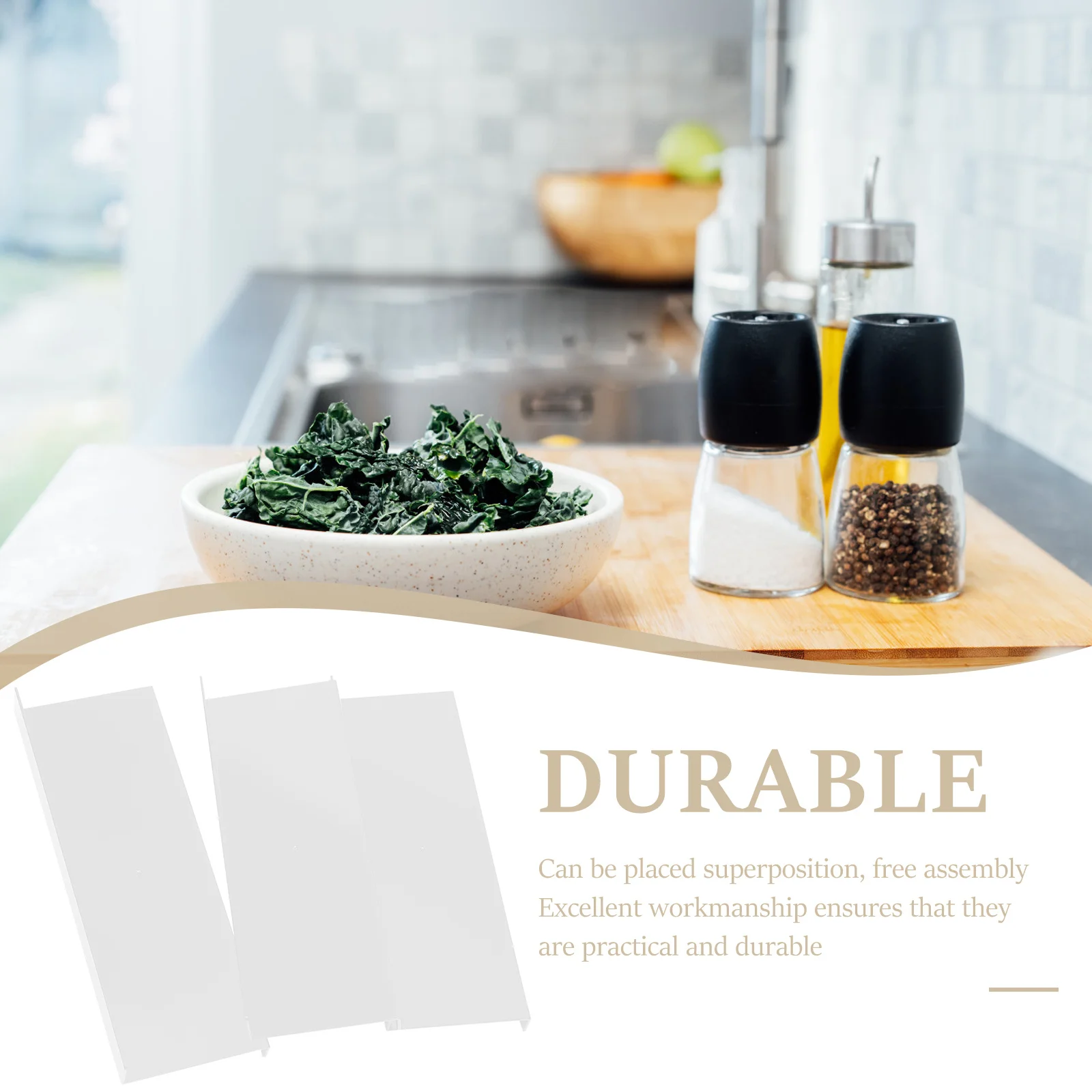 

3Pcs Kitchen Seasoning Rack Ladder Design Stackable Spice Organizer Heavy Duty Storage Shelf for Drawer Countertop Kitchen