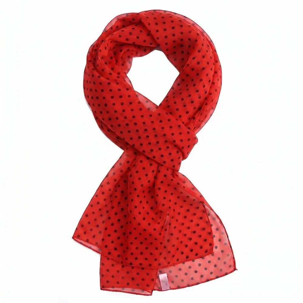 Elegant Polka Dots Beach Scarf Ultra-thin Chiffon Sun Protection Scarf Soft Breathable Shawl Wrap Summer Outing