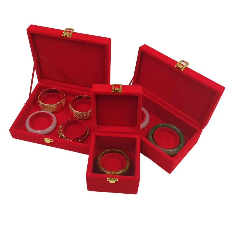 

Chinese Red Bracelet Storage Box Large Capacity Jewelry Packaging Box Jade Bangle Hoder Case Gold Silver Bracelet Organizer