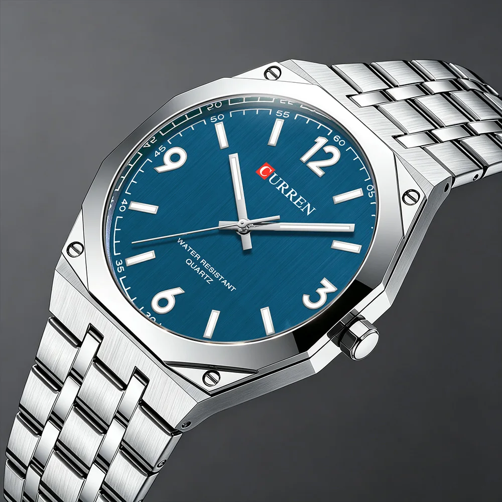 CURREN Men's Quartz Watch with Stainless Steel Band Luminous Hands Casual Business Dress Wristwatch 8504 Relógio masculino