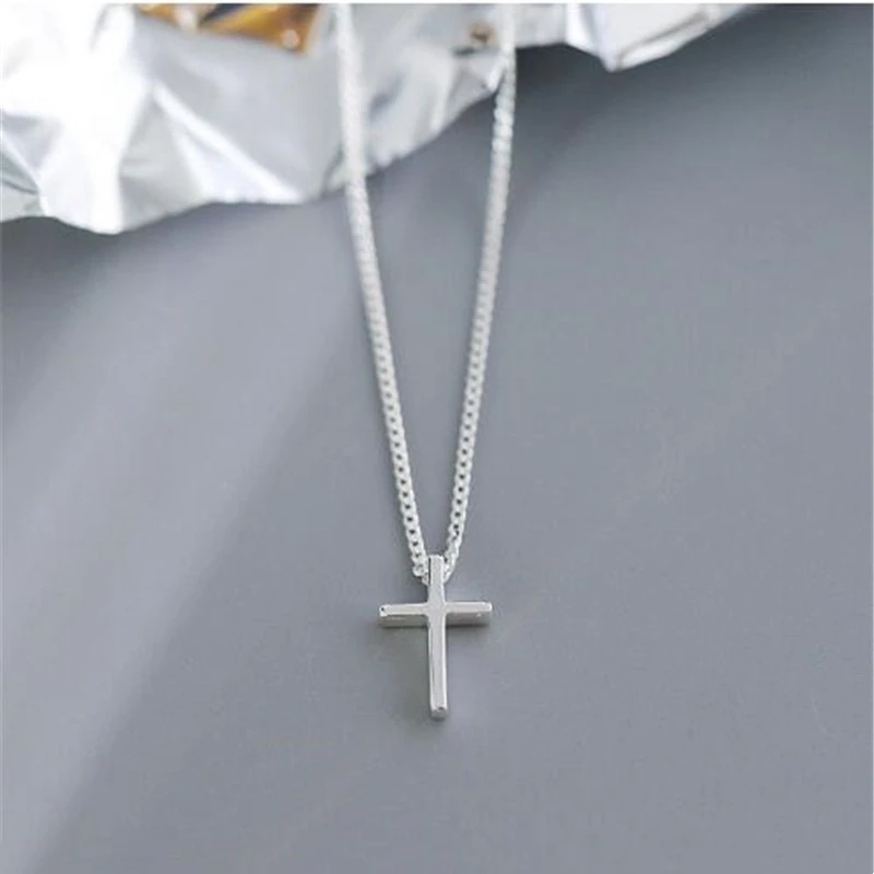 UiniTail hot new 925 Tibetan silver cross simple pendant necklace Japan and South Korea fashion trend wild student jewelry XL205