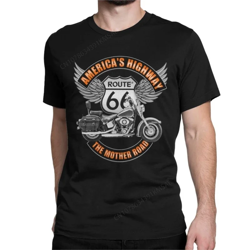 Americas Highway T-Shirts Men Women Round Collar  Cotton T Shirt Route 66 Mother Road Oldschool Tee Shirt Big Size Tops