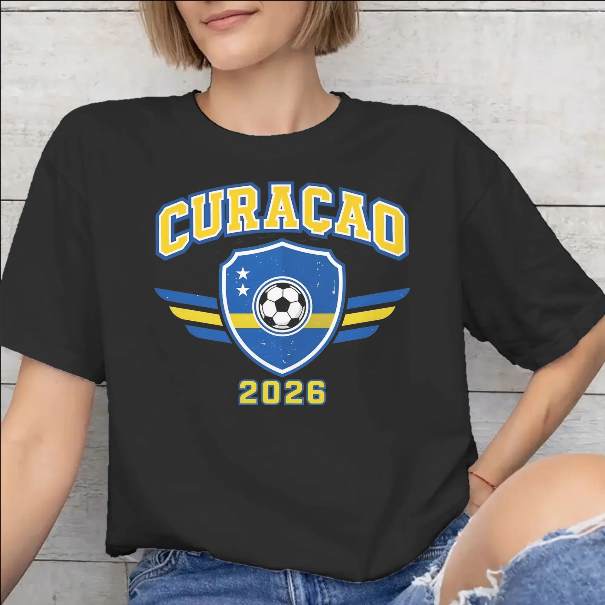 New Arrival Curacao Football T Shirt For Unisex  100% Cotton Tee Shirt Short Sleeve Clothing