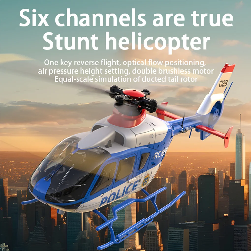 Helikopter RC 2025 C123 2.4G 6CH 6-osiowy Żyroskop Optyczny Przepływ Powietrza Utrzymanie Wysokości Skala 1:36 EC135 Zdalnie Sterowany Helikopter Zabawka dla Dzieci