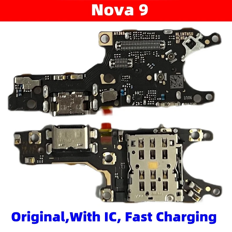 

With IC USB Charge Board for Huawei Nova 9 Nova9 Fast Charging Port Dock Connector Flex Cable Sim Card Reader Parts