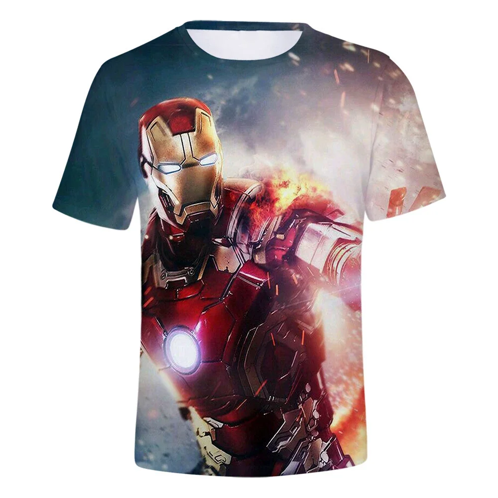 Disney T-Shirts Iron Man Cartoon Anime 3D Print Streetwear Men Women Casual Fashion Oversized T Shirt Kids Boys Girls Tees Tops