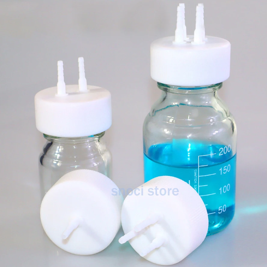 GL45 PTFE feeding bottle cap PTFE fermentation cap reagent bottle cap general universalize GL45 PTFE cap with 1~4holes，1Piece view 2