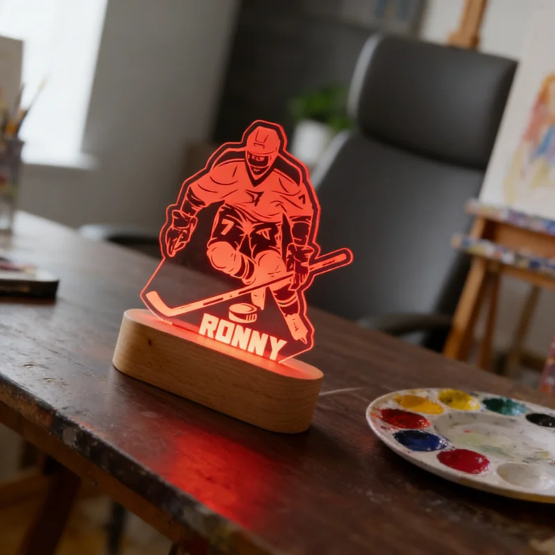 

Custom Hockey Night Light Personalized LED Lamp with Name Number for Players Team Gift for Hockey Fans Coaches Sports Room Decor