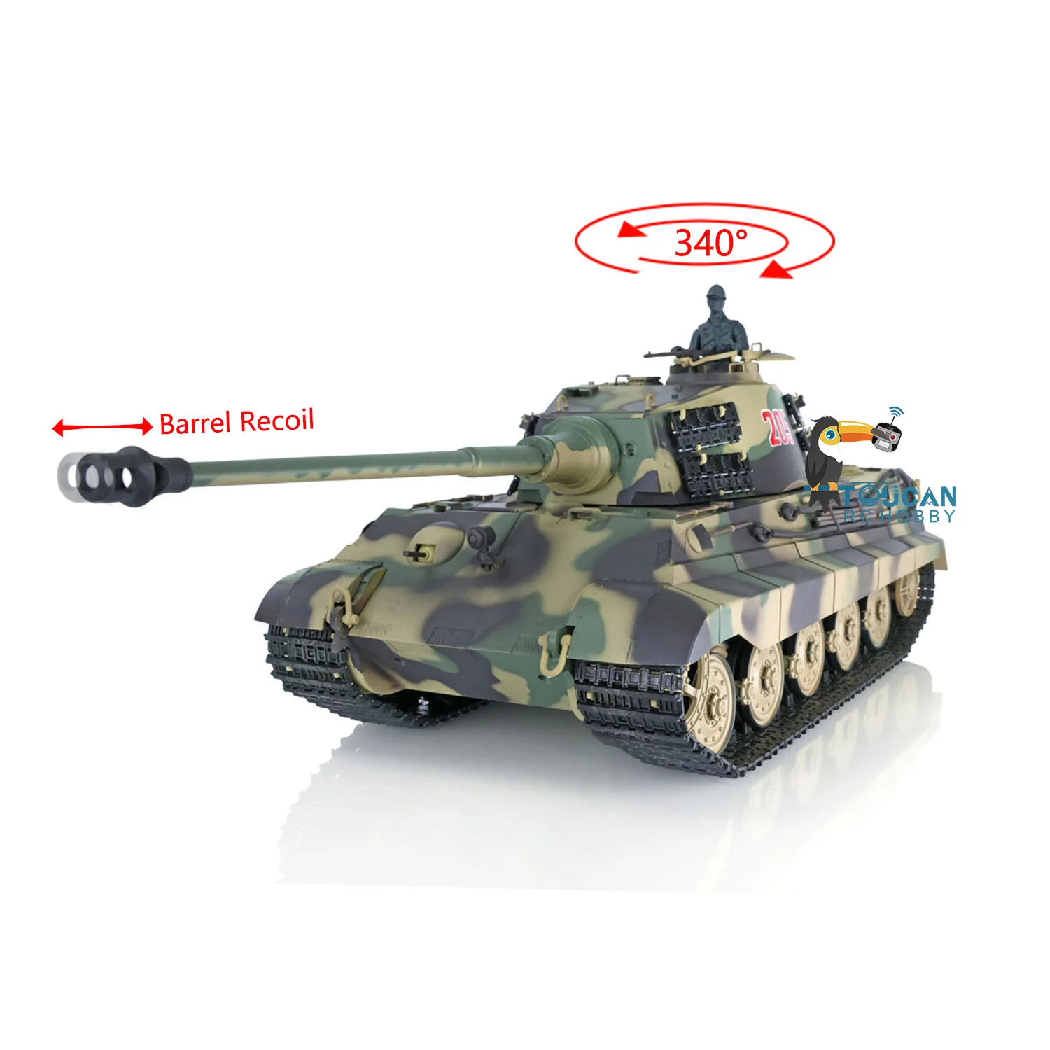 Heng Long 1/16 7.0 RC Tank Plastic German King Tiger Barrel Recoil Model 3888A Military Ready to Run Model Toys TH17518-SMT7