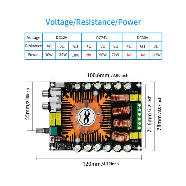 TDA7498E DC 12V-24V 2.0HIFI Stereo 160W*2 High Power Digital Amplifier Board Module