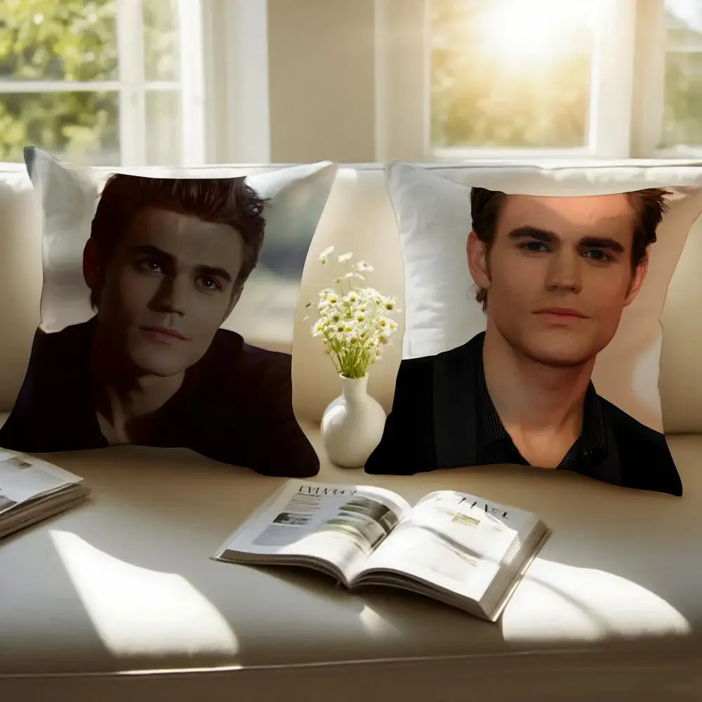 S-Stefan Salvatore Vampire Diaries Lead Cushion Cover Pillowcase Anti-dustmite Invisible Zipper Short Plush Sofa Cushion
