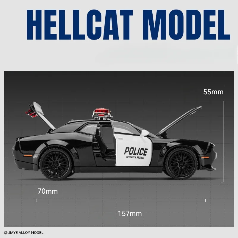 Simulation 1/32 Maßstab Dodge Challenge Hellcat Polizeiauto Modell Kinder Junge Druckguss Fahrzeuge Geschenk Sammlung Miniatur Voiture