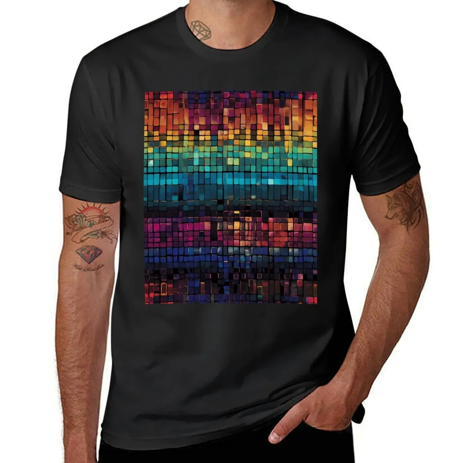 

Abstract Spectrum: A Mosaic of Dusk and Dawn T-Shirt oversized plus sizes anime Blouse mens clothes